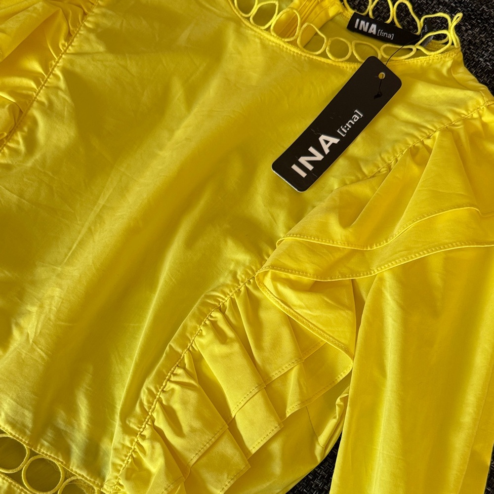 Ina Bright Yellow Ruffle Long-Sleeve Blouse - Picture 7 of 10